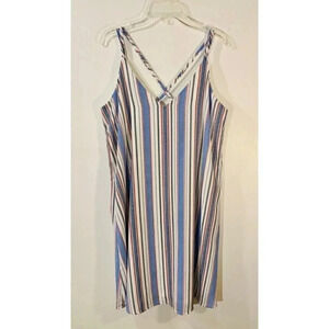 Womens Medium Dress, Sheath, Stripes, White Blue Red, Xhilaration
